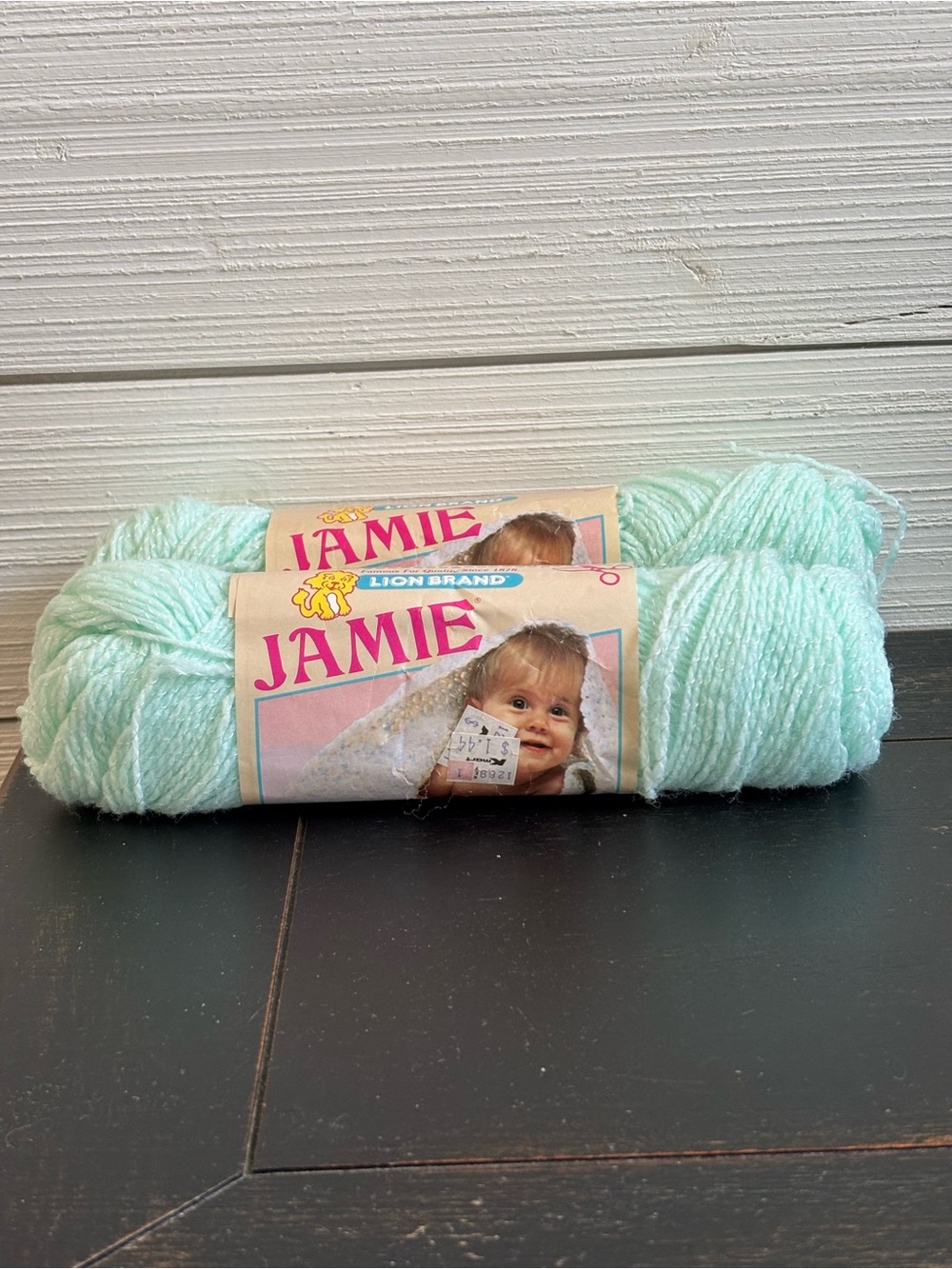 Vintage Lion Brand JAMIE Baby Yarn 269 Pastel Green Lot Of 2